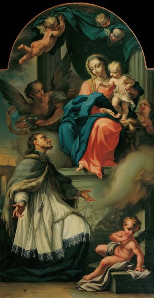 Der heilige Johannes von Nepomuk empfangt von Maria den Sternenkranz by Christoph Unterberger Oil Painting