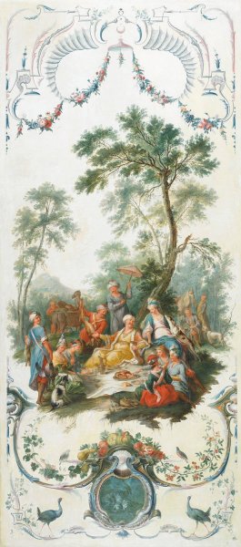 Le repas froid pendant la chasse by Christophe Huet Oil Painting