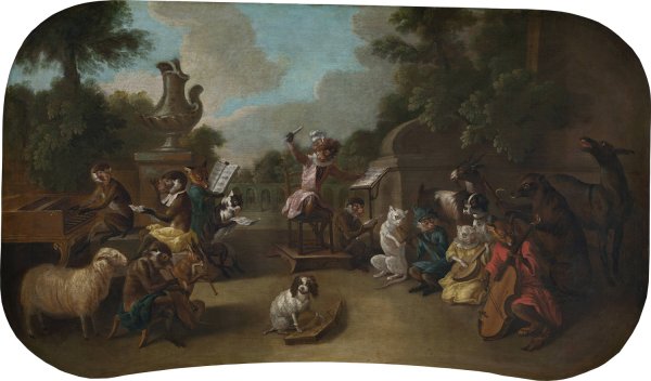 Singerie - The Concert  by Christophe Huet - Hand-Painted Oil Painting Reproduction
