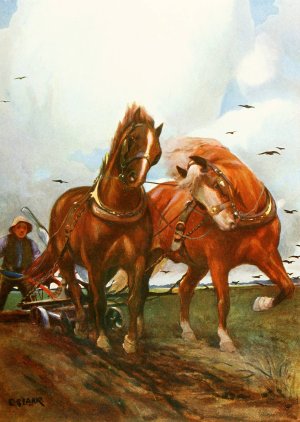 Suffolk Horses by Christopher Clark Oil Painting