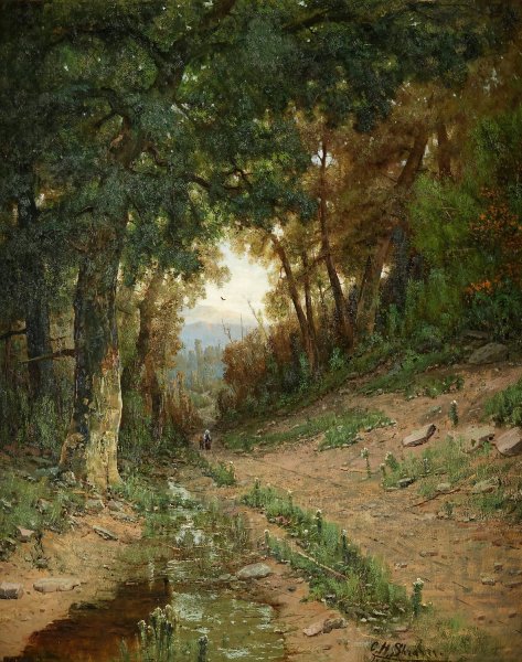 Path in the White Mountains  by Christopher H. Shearer - Hand-Painted Oil Painting Reproduction
