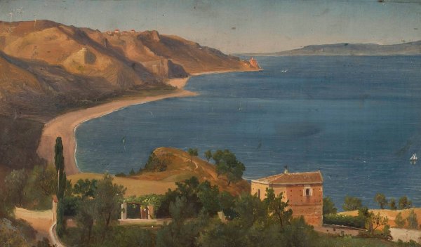 Lakeside landscape by Chrystian Breslauer - Hand-Painted Oil Painting Reproduction