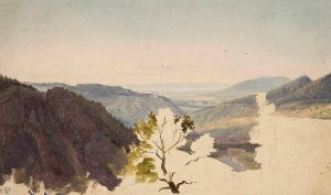 Mountain landscape, sketch by Chrystian Breslauer Oil Painting