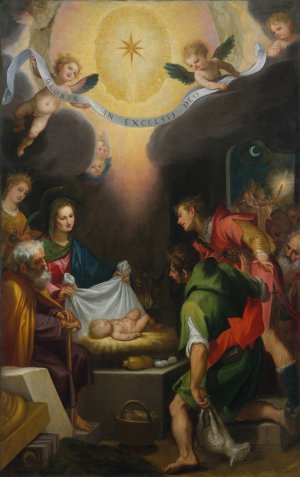 The Adoration of the Shepherds with Saint Catherine of Alexandria by Cigoli (Ludovico Cardi) Oil Painting