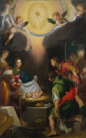 The Adoration of the Shepherds with Saint Catherine of Alexandria by Cigoli (Ludovico Cardi) Oil Painting