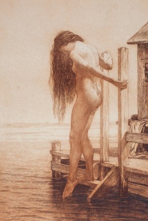 Badende dame by Cilius Johannes Konrad Andersen Oil Painting