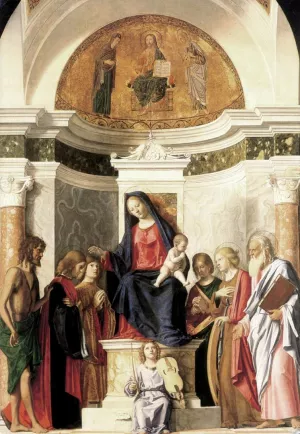 Madonna Enthroned with the Child by Cima Da Conegliano - Oil Painting Reproduction