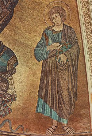 Christ Enthroned Between the Virgin and St John the Evangelist Detail by Cimabue Oil Painting