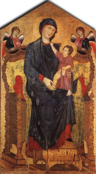 Madonna Enthroned with the Child and Two Angels by Cimabue - Hand-Painted Oil Painting Reproduction