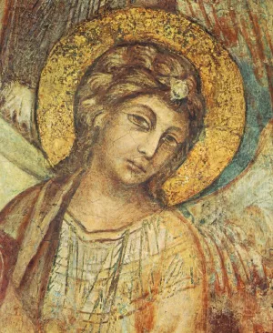 Madonna Enthroned with the Child, St Francis and four Angels Detail painting by Cimabue