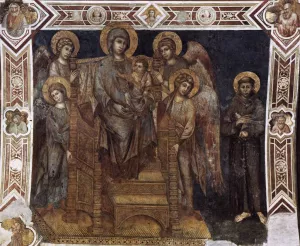 Madonna Enthroned with the Child, St Francis and Four Angels Oil painting by Cimabue