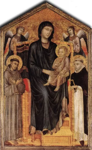 Madonna Enthroned with the Child, St. Francis, St. Domenico and Two Angels painting by Cimabue