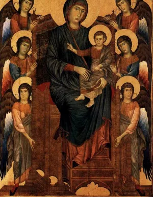 Virgin Enthroned with Angels by Cimabue Oil Painting