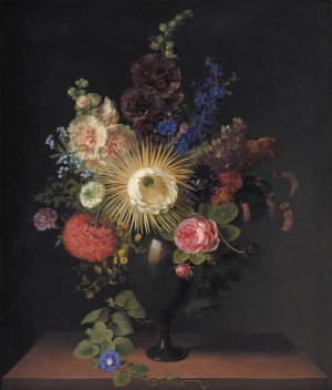 A Cactus Grandiflora And Other Flowers In A Porphyry Vase by Cladius Detlev Fritzsch Oil Painting