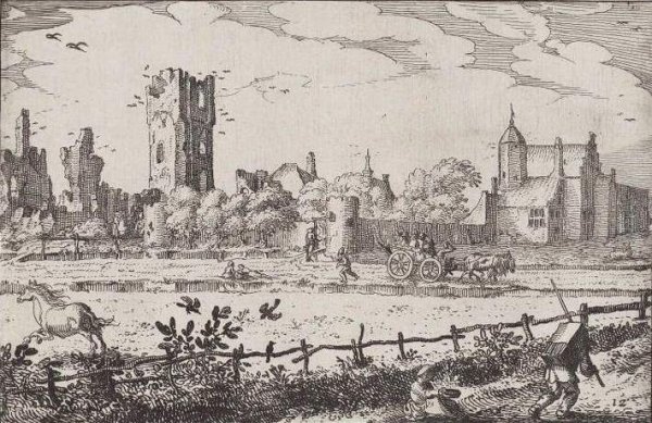 Ruins of t'Huys te Kleef by Claes Jansz Visscher The Elder - Hand-Painted Oil Painting Reproduction