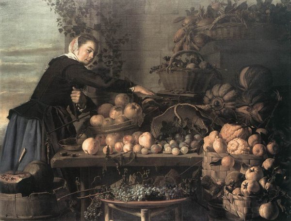 Fruit and Vegetable Seller by Claes Van Heussen - Hand-Painted Oil Painting Reproduction