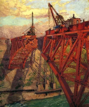 Building the Bridge Oil painting by Claire Shuttleworth