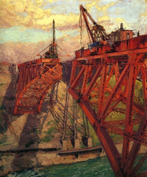 Building the Bridge by Claire Shuttleworth - Hand-Painted Oil Painting Reproduction