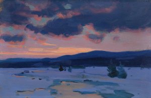 Crepuscule D'hiver by Clarence Alphonse Gagnon Oil Painting