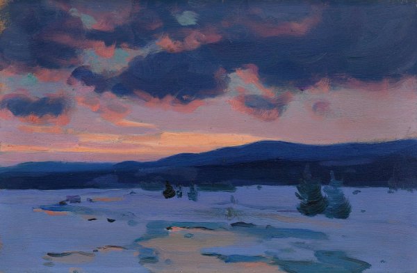 Main Product Photo of Crepuscule D'hiver  Painting by Clarence Alphonse Gagnon