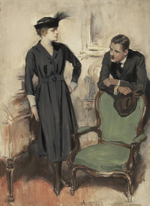 A Family in Distress by Clarence F. Underwood Oil Painting