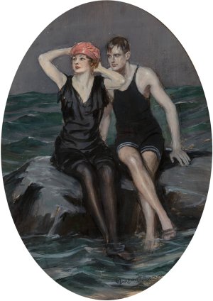 Swimmers by Clarence F. Underwood Oil Painting