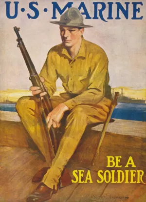 U.S. Marine - Be a sea soldier by Clarence F. Underwood Oil Painting