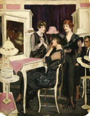 Women in a Hat Shop by Clarence F. Underwood Oil Painting