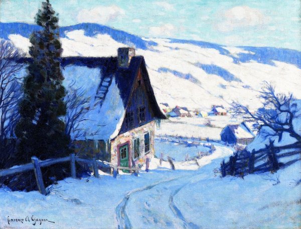 Main Product Photo of A Farm, Last Rauys Painting by Clarence Gagnon
