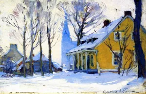 Canadian Village, Grey Day by Clarence Gagnon - Oil Painting Reproduction