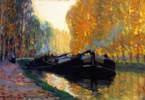 Canal Boat by Clarence Gagnon - Oil Painting Reproduction