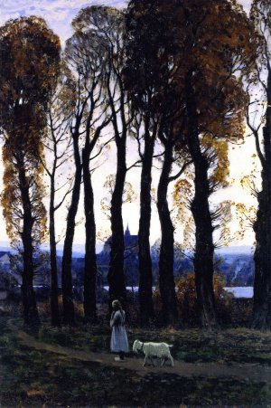 Girl with Goat Oil painting by Clarence Gagnon