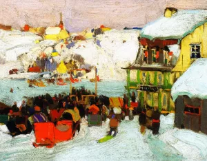 Horse Races in Winter by Clarence Gagnon Oil Painting