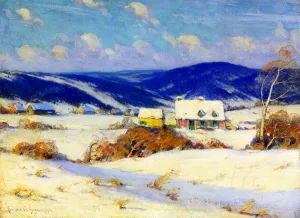 In the Laurentians, Winter painting by Clarence Gagnon