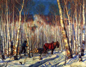 March in the Birch Woods by Clarence Gagnon - Oil Painting Reproduction