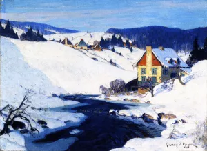 Mill and Stream, Morning Sun by Clarence Gagnon Oil Painting