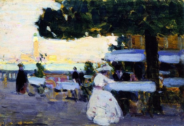 Public Gardens, Venice by Clarence Gagnon - Hand-Painted Oil Painting Reproduction