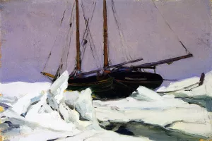 Schooner in the Ice Pack (study) by Clarence Gagnon - Oil Painting Reproduction