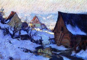 Spring Thaw, Baie-Saint-Paul Oil painting by Clarence Gagnon