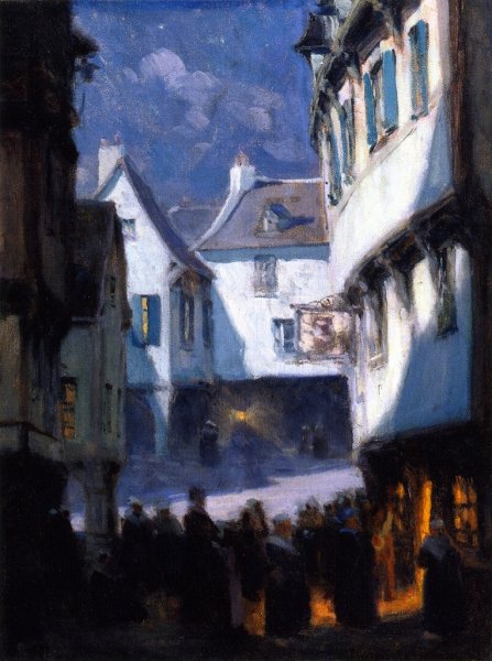 Street, Monlight, Mont-Saint-Michel