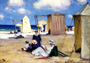 The Beach at Dinard by Clarence Gagnon Oil Painting