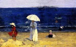 The Beach at Dinard by Clarence Gagnon Oil Painting