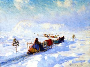 The Ice Bridge, Quebec Oil painting by Clarence Gagnon