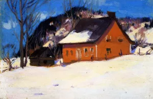The Red House by Clarence Gagnon Oil Painting