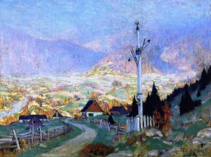 The Wayside Cross, Autumn by Clarence Gagnon Oil Painting
