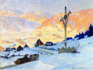 The Wayside Cross, Winter by Clarence Gagnon Oil Painting