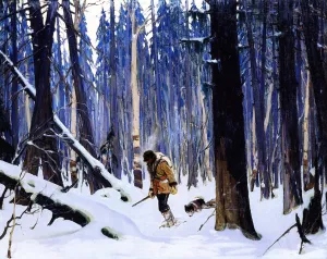 Trapper in the Woods by Clarence Gagnon Oil Painting