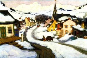 Village in the Laurentian Mountians painting by Clarence Gagnon