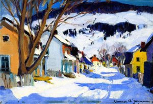 Village Street, Bair-Saint-Paul by Clarence Gagnon Oil Painting