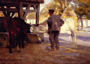 Watering Trough, Pont-de-l'Arche by Clarence Gagnon - Oil Painting Reproduction